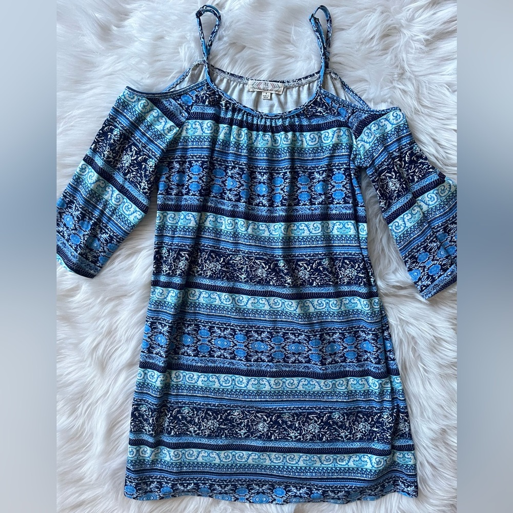 Blue dress with peek-a-boo shoulders